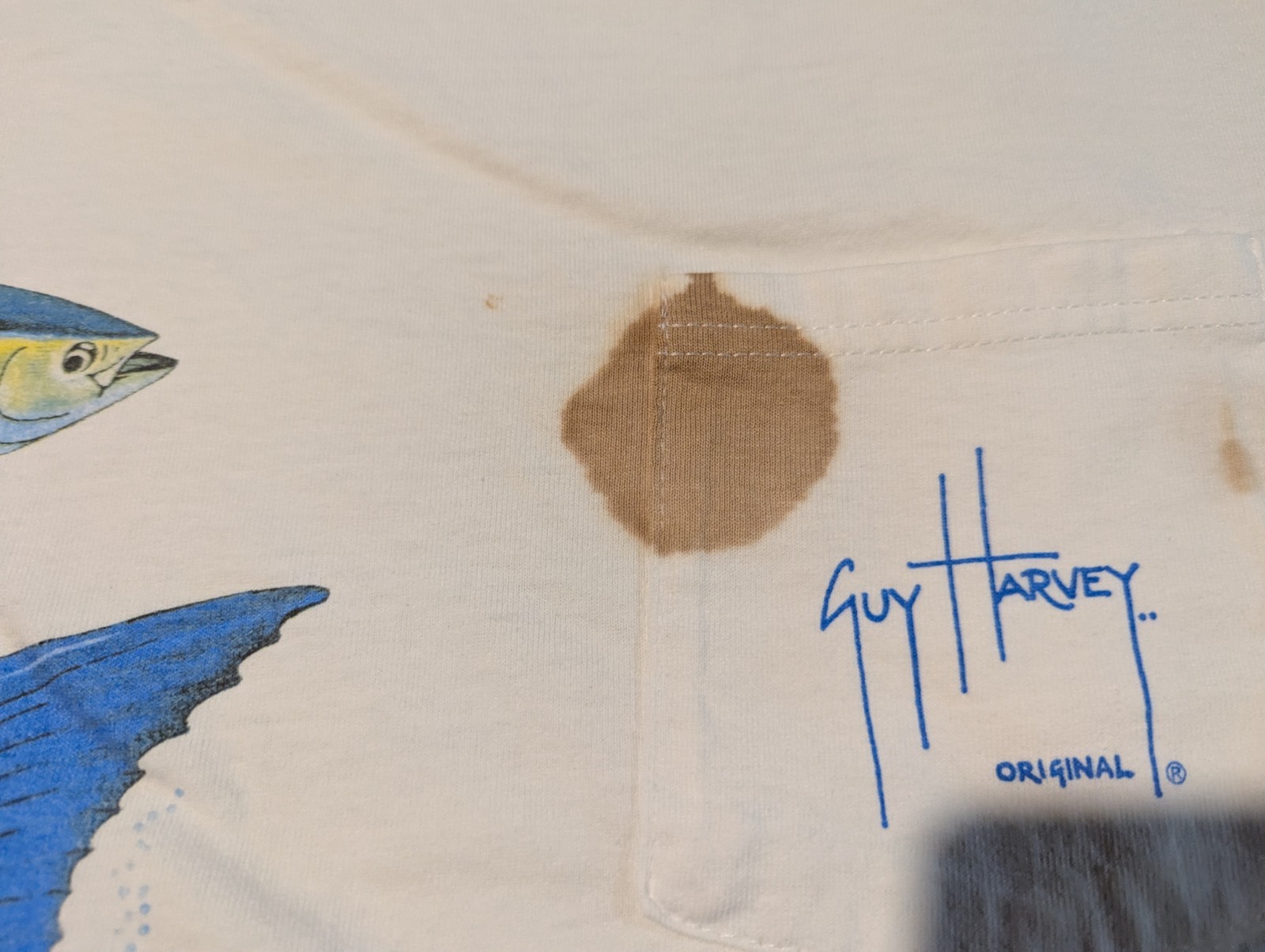 Vintage Guy Harvey Shirt Mens XL White Marlin Fishing Fish Double Sided Y2K gallery
