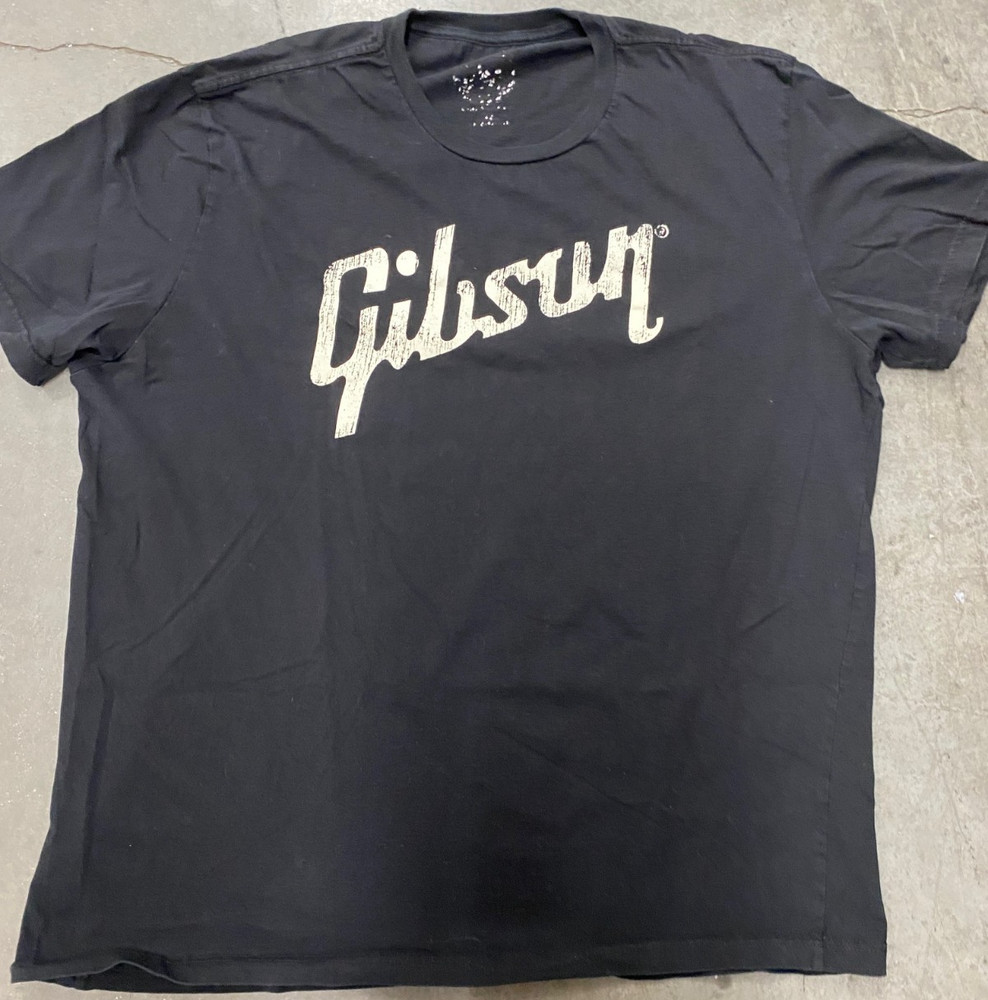 GIBSON Guitars Official Merch Black LOGO T Shirt SZ 2XL