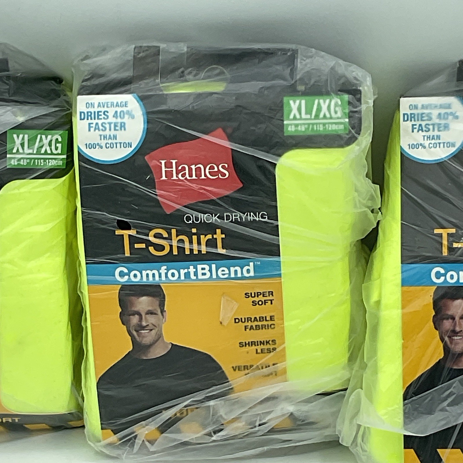 Hanes Men's T-shirt Comfort Blend Quick Drying Crew Neck 3-Packs Yellow Sz. XL gallery