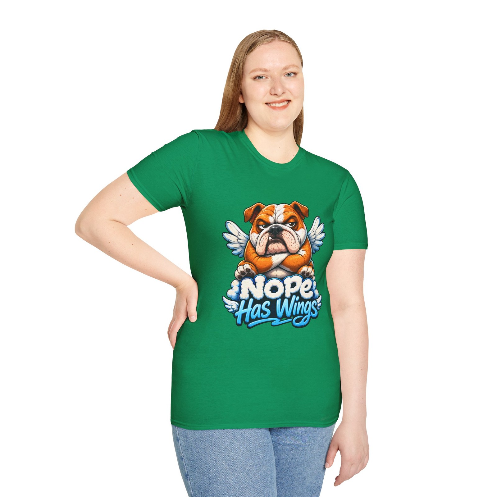 Bulldog Dog Angel Funny Cute Pet Cartoon Animal Unisex Softstyle T-Shirt gallery
