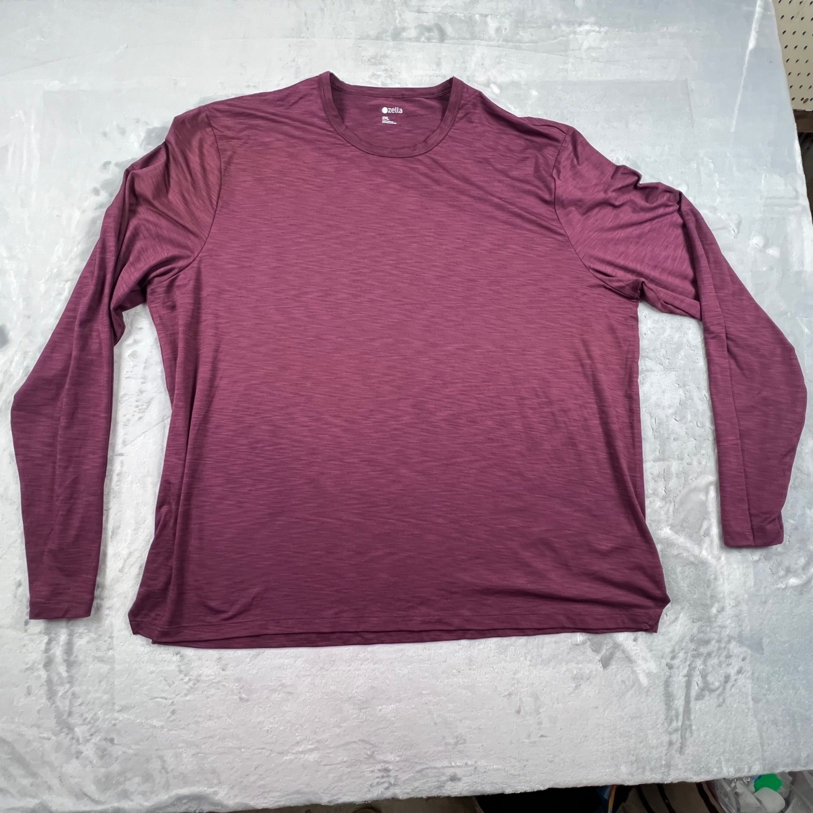 Zella Performance Tee Mens 2XL Burgundy Long Sleeve Recycled Stretch Shirt