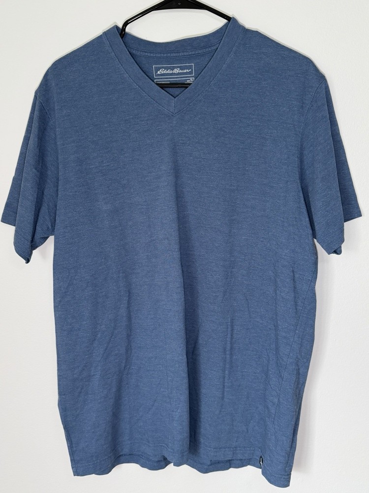 Eddie Bauer Men TL Blue V-Neck Short Sleeve T-Shirt