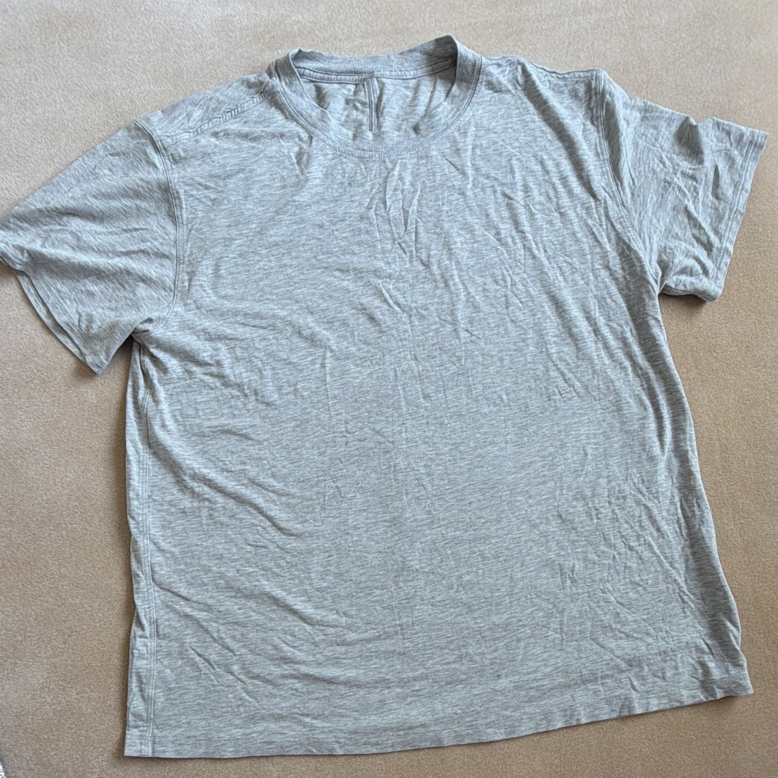 Men's Gray Solid Jersey T-Shirt, Crew Neck Short Sleeve, Size S Regular Fit gallery