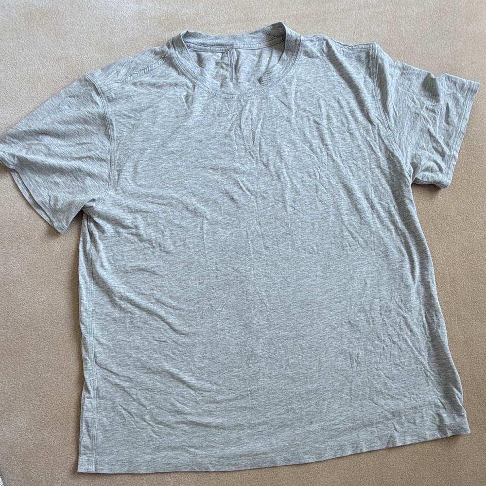 Men’s Gray Solid Jersey T-Shirt, Crew Neck Short Sleeve, Size S Regular Fit
