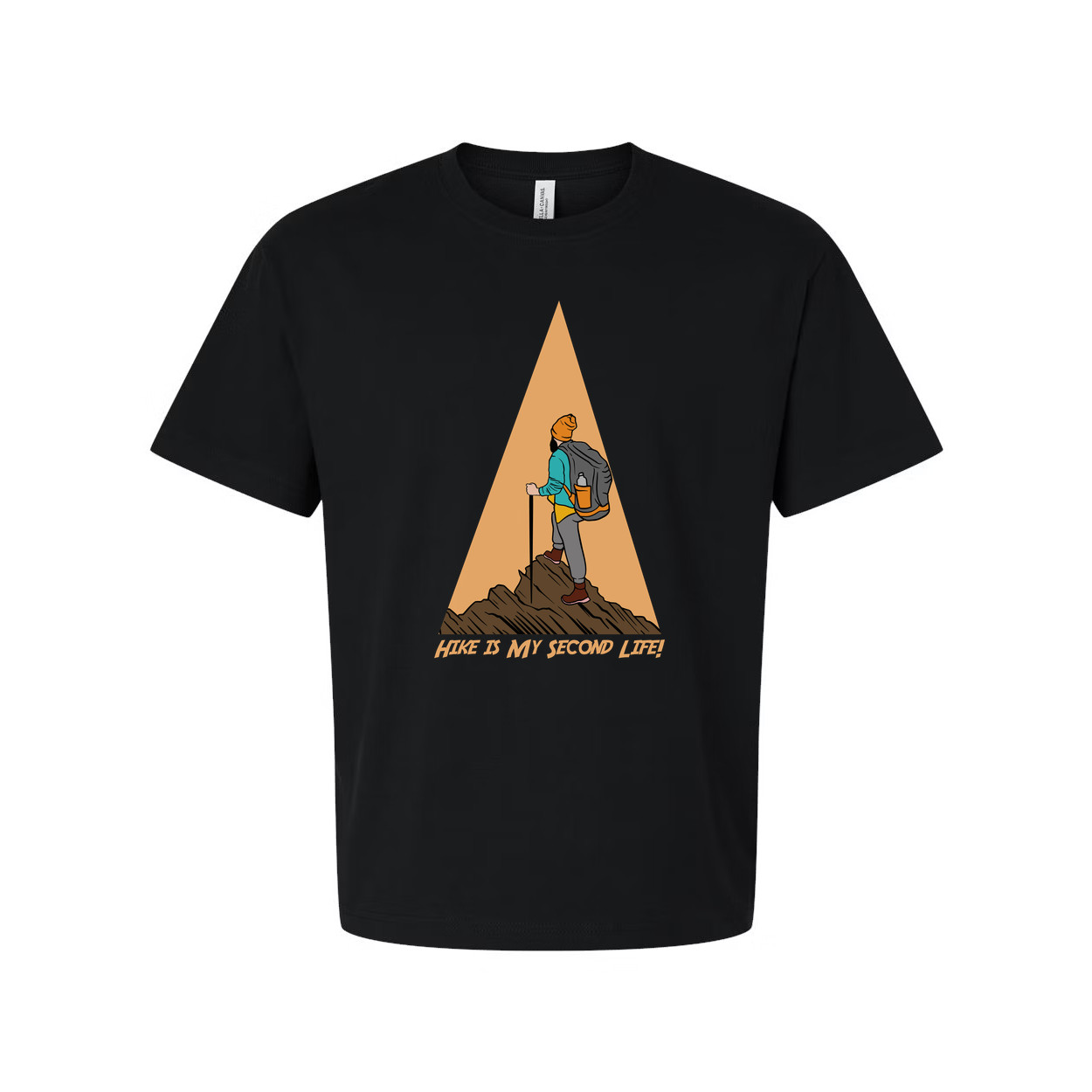 Unisex Hiking Graphic Tee With Trekking Figure And Triangular Mountain Design Pr gallery