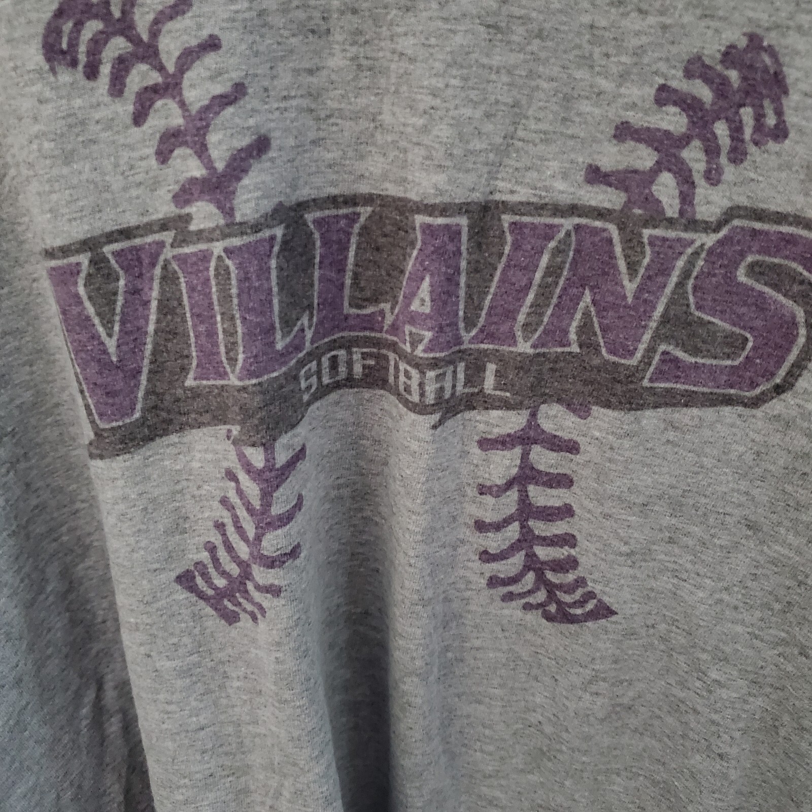 Villains Softball Shirt Mens XL Short Sleeve Gray Cotton Poly Athletic Tee gallery
