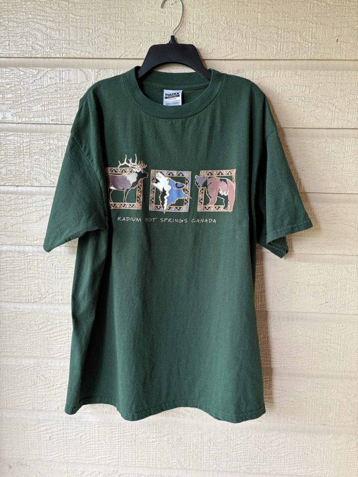 Tultex men Dark Green Preshrunk Cotton CANADA RADIUM HOT SPRINGS T Shirt size XL