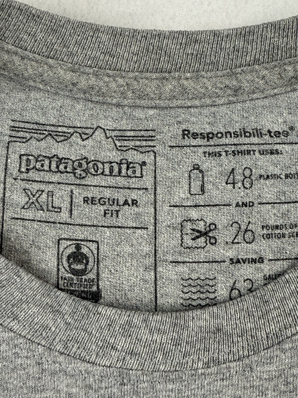 Patagonia T-Shirt Men's XL Gray "Live Simply" Mountains Responsibili-Tee gallery