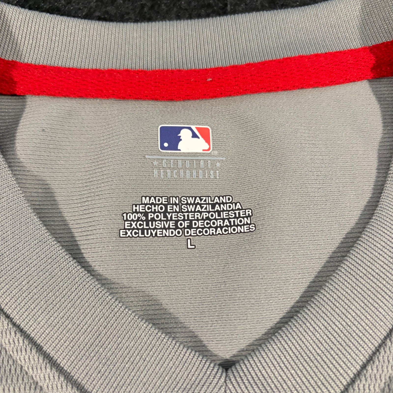 MLB St Louis Cardinals Jersey Mens Large Gray Red V-Neck Performance Shirt Fan gallery