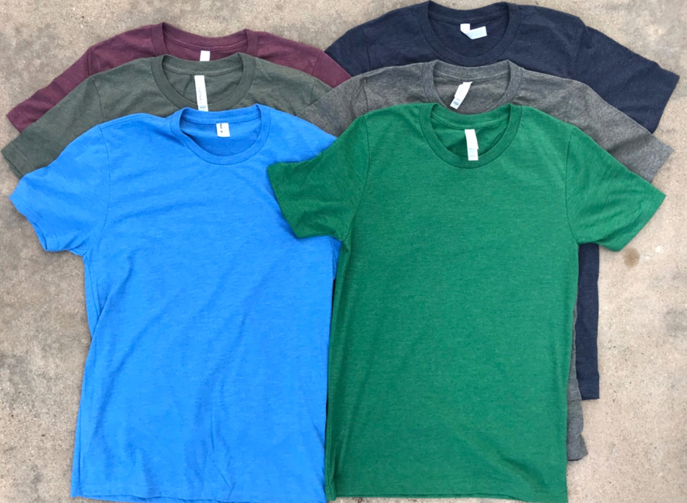 6 Pack XS Tees, 5 Bella Canvas CVC3001 and 1 Blue AllMade, Assortment of Colors