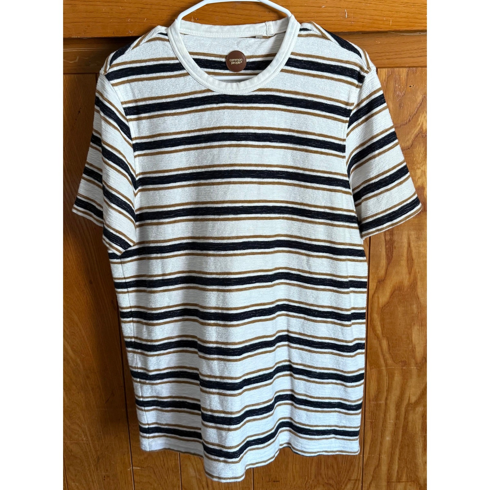 Common People Striped Textured Knit T-Shirt Men's L gallery