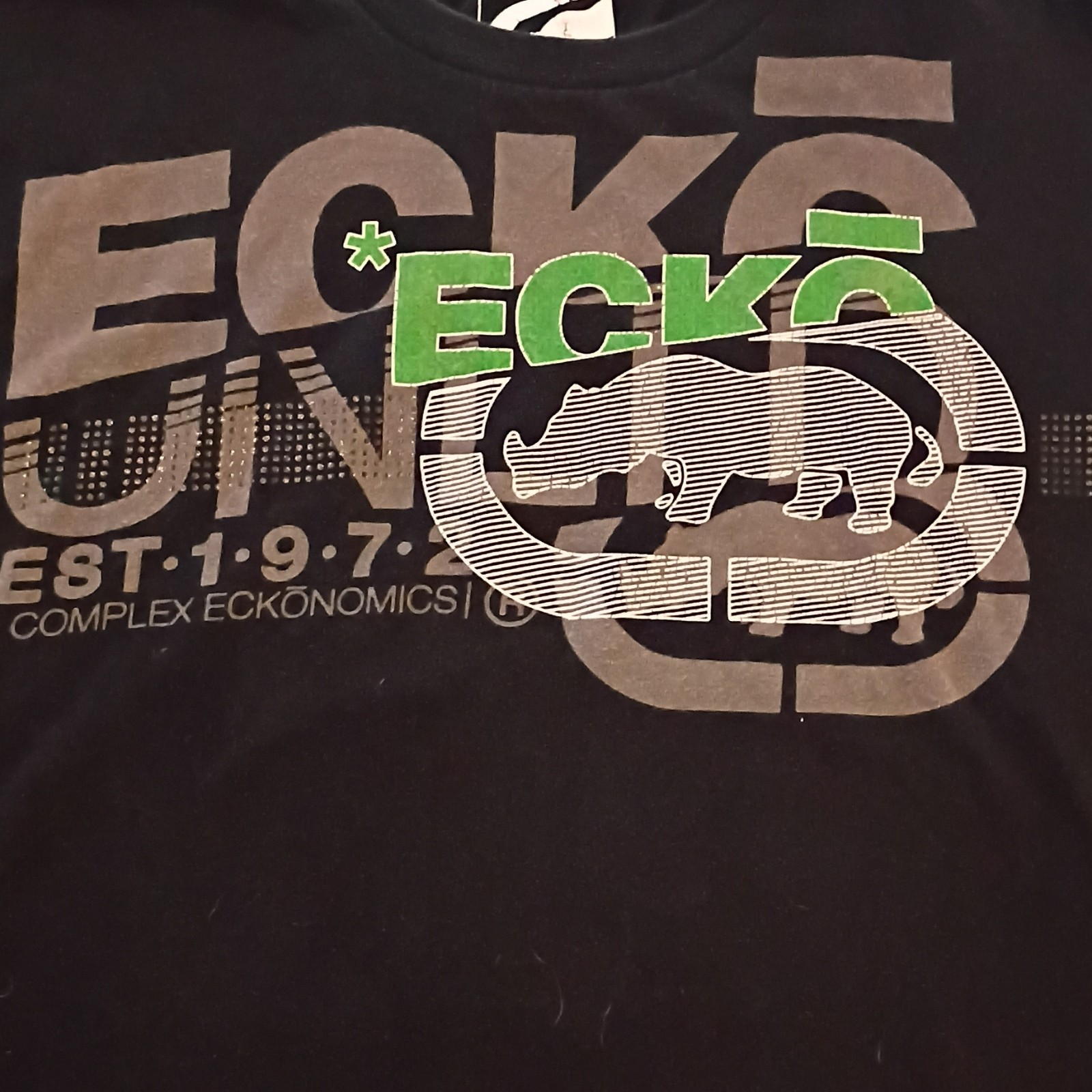 Ecko Unltd. Vintage Men's L Black Graphic Rhino Crew Neck Cotton Tee gallery