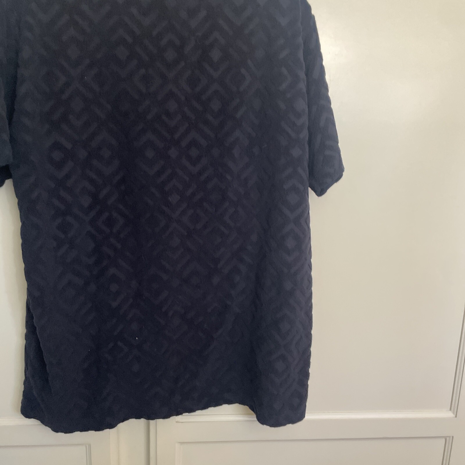 Edifice Pull Over Shirt Navy Velvet Textured Fabric Size XL Cotton Short Sleeve gallery