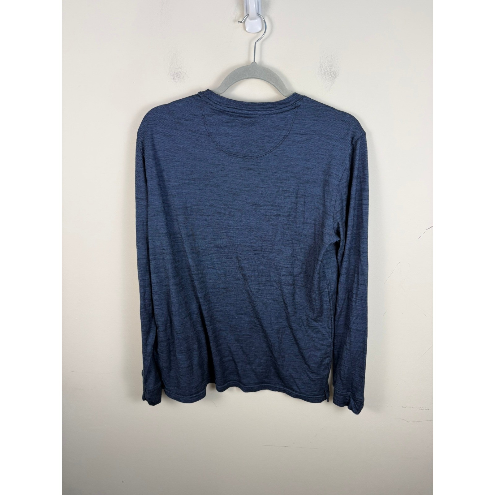 Bombas Mens Merino Wool Tencel Long Sleeve T-Shirt Navy Blue Space Dye Medium gallery