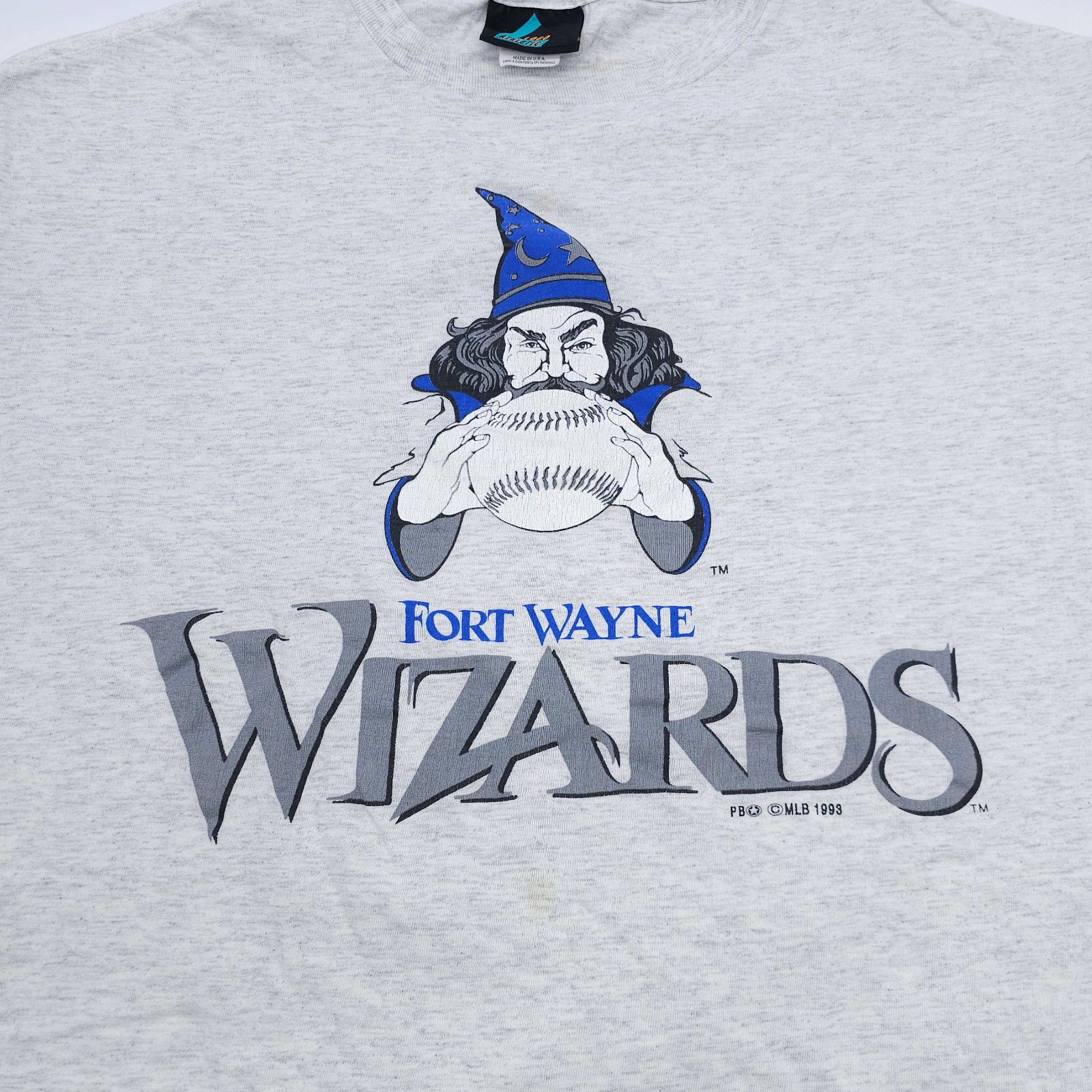 1993 Fort Wayne Wizards Single Stitch Large Gray Baseball Shirt MiLB MLB gallery