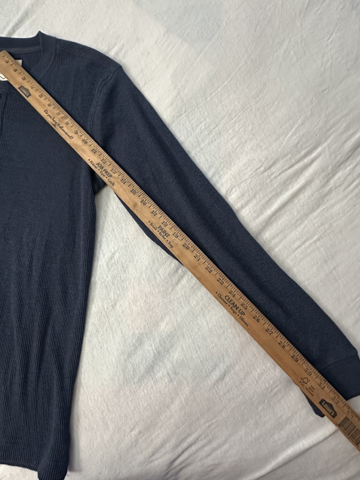 NEW St Johns Bay Shirt Mens Small Blue Cotton Henley Waffle Knit Long Sleeve gallery