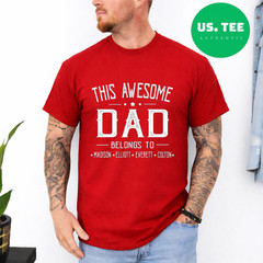Personalized Dad T-Shirt Custom Children Names Father’s Day Gift for Dad