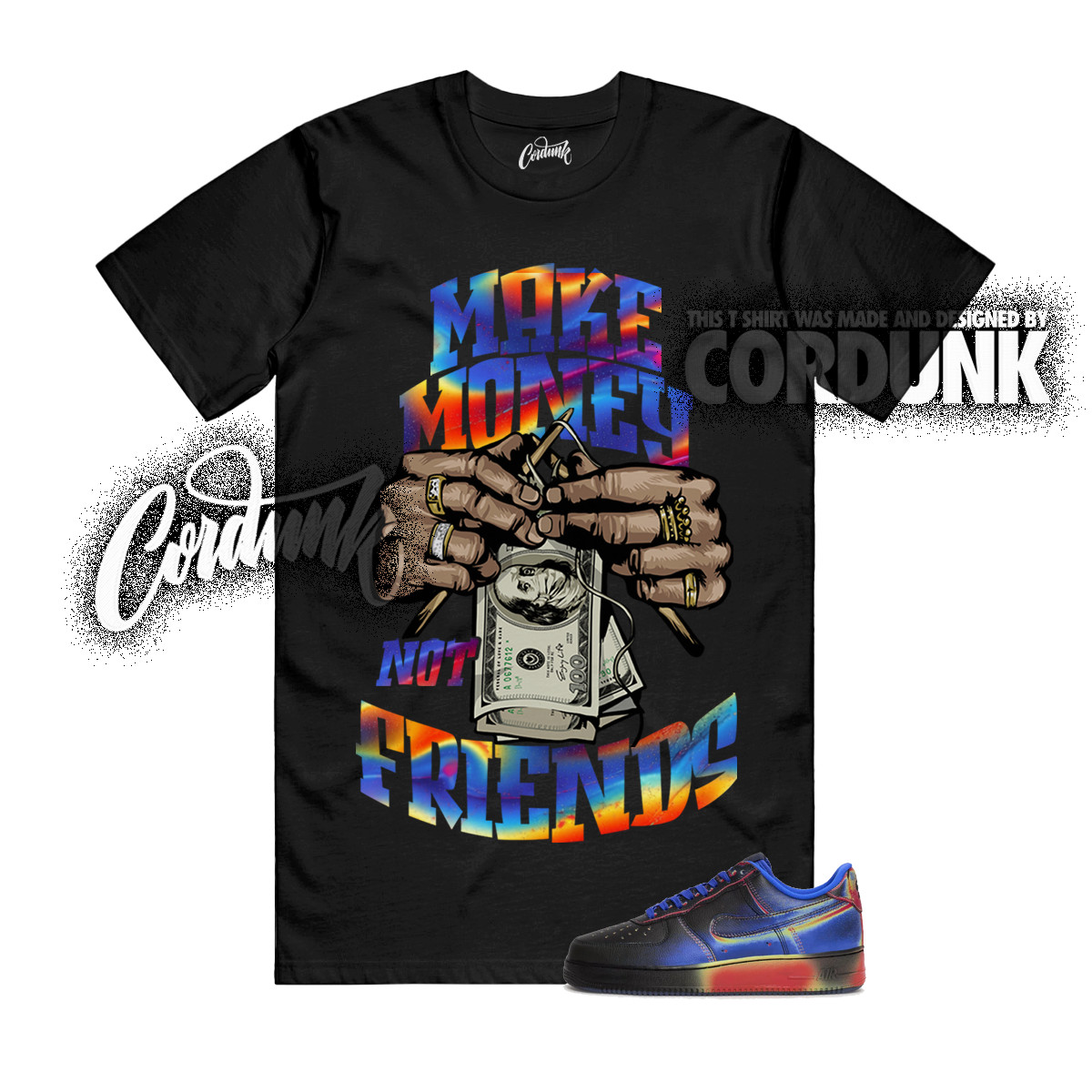 Air Force 1 Low Retro Heat Map Black Racer Blue T Shirt Match MM