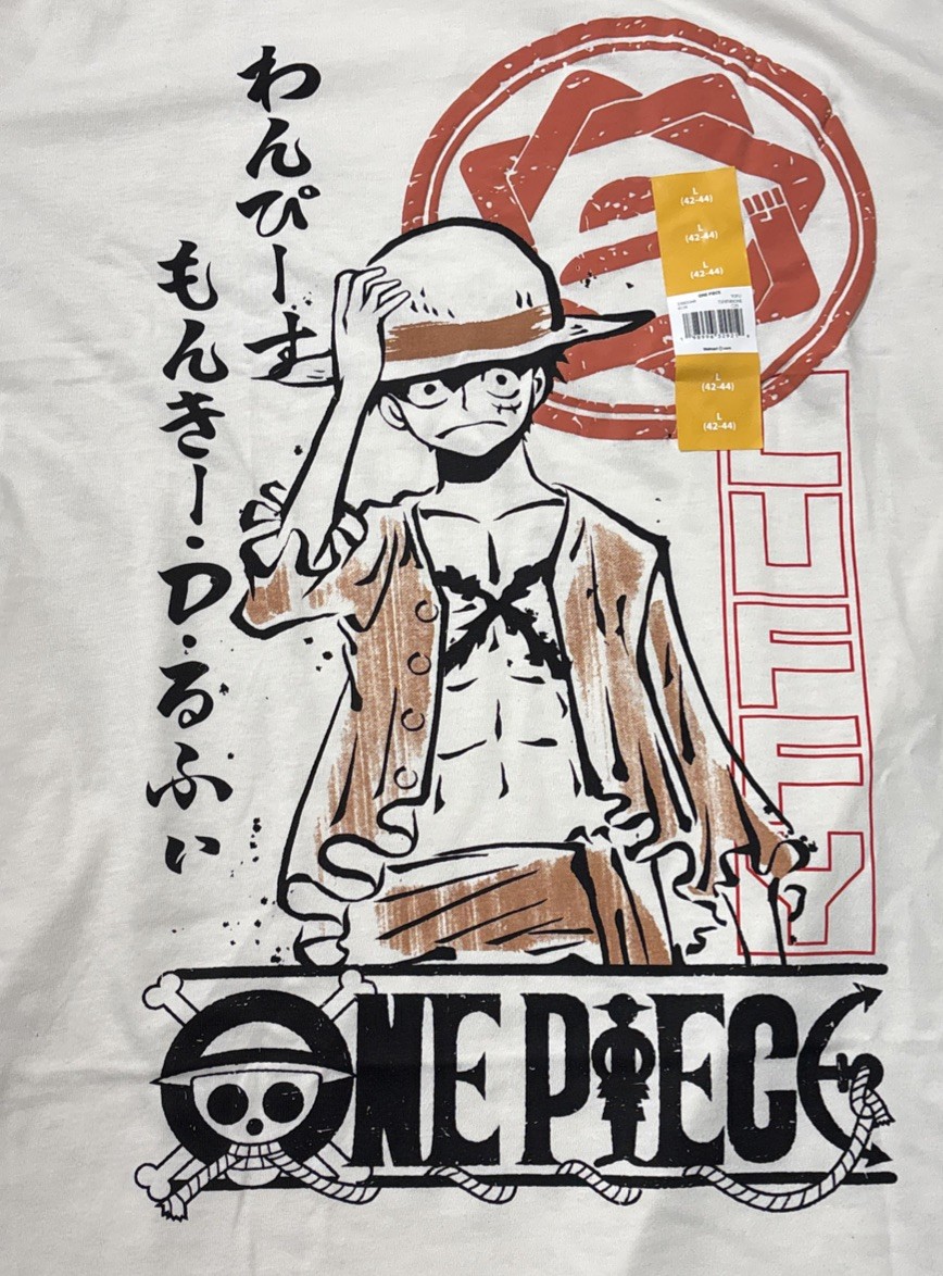One Piece New Adult Large T-Shirt Luffy Sketch Under Symbol Straw Hat Crew New