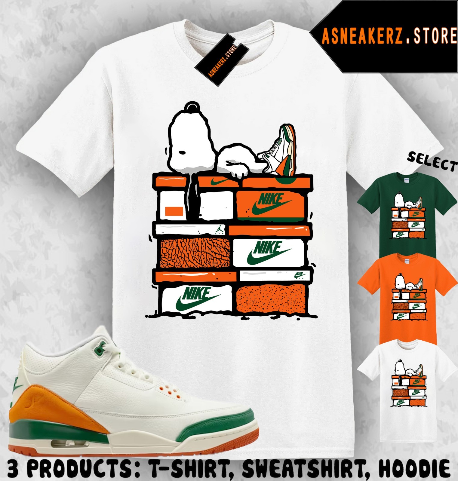 Shirt Match SoleFly x AJ 3 Miami Sneaker Matching Tee Sneakerhead S Dog T-Shirt gallery