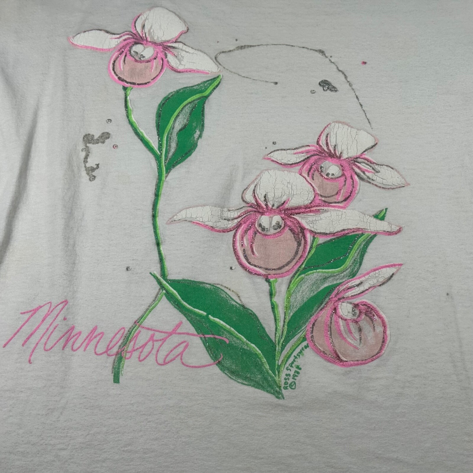 Vintage Minnesota Shirt Adult Large White Single Stitch Flowers Mens 90s Painted gallery