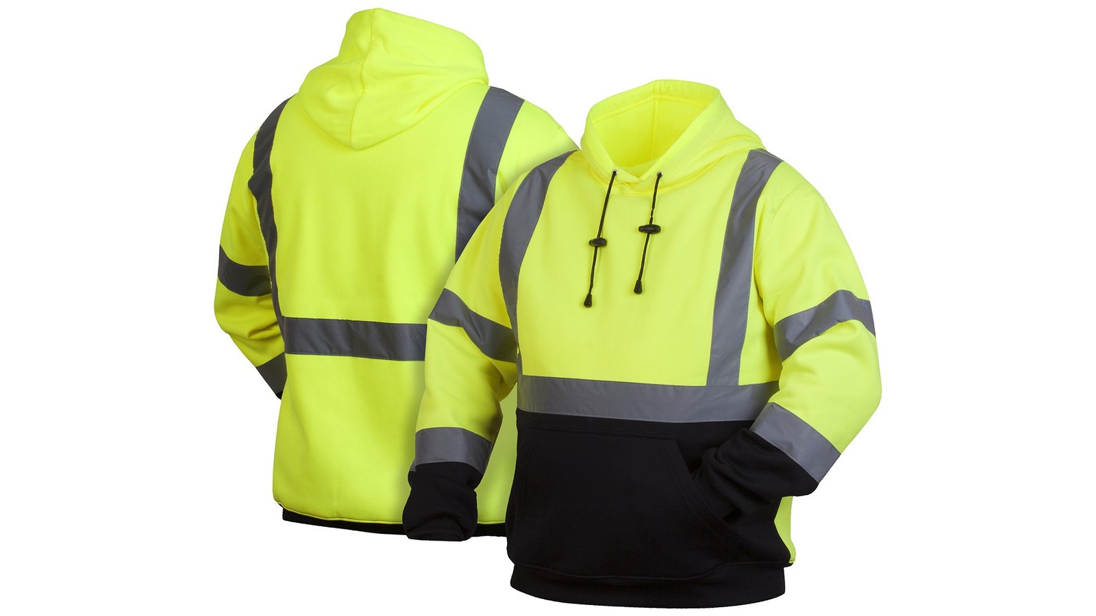 Unisex Adult Hoodie Pyramex Hi Vis Lime Safety Pullover Sweatshirt With Black Bo gallery