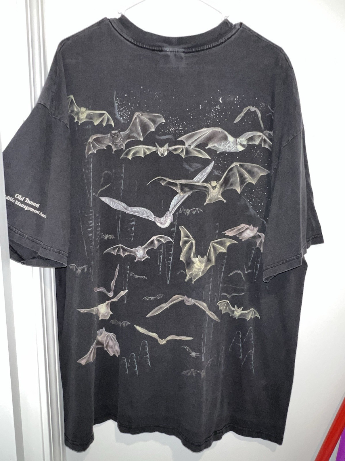 Vintage Old Tunnel Wildlife Bats Tee Shirt Mens 2XL Black Animal RARE gallery