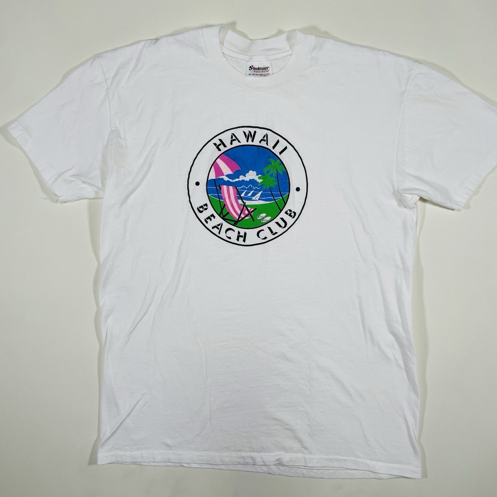 1980s Hawaii Beach Club Vintage T-Shirt Single Stitch Stedman White Size XL gallery