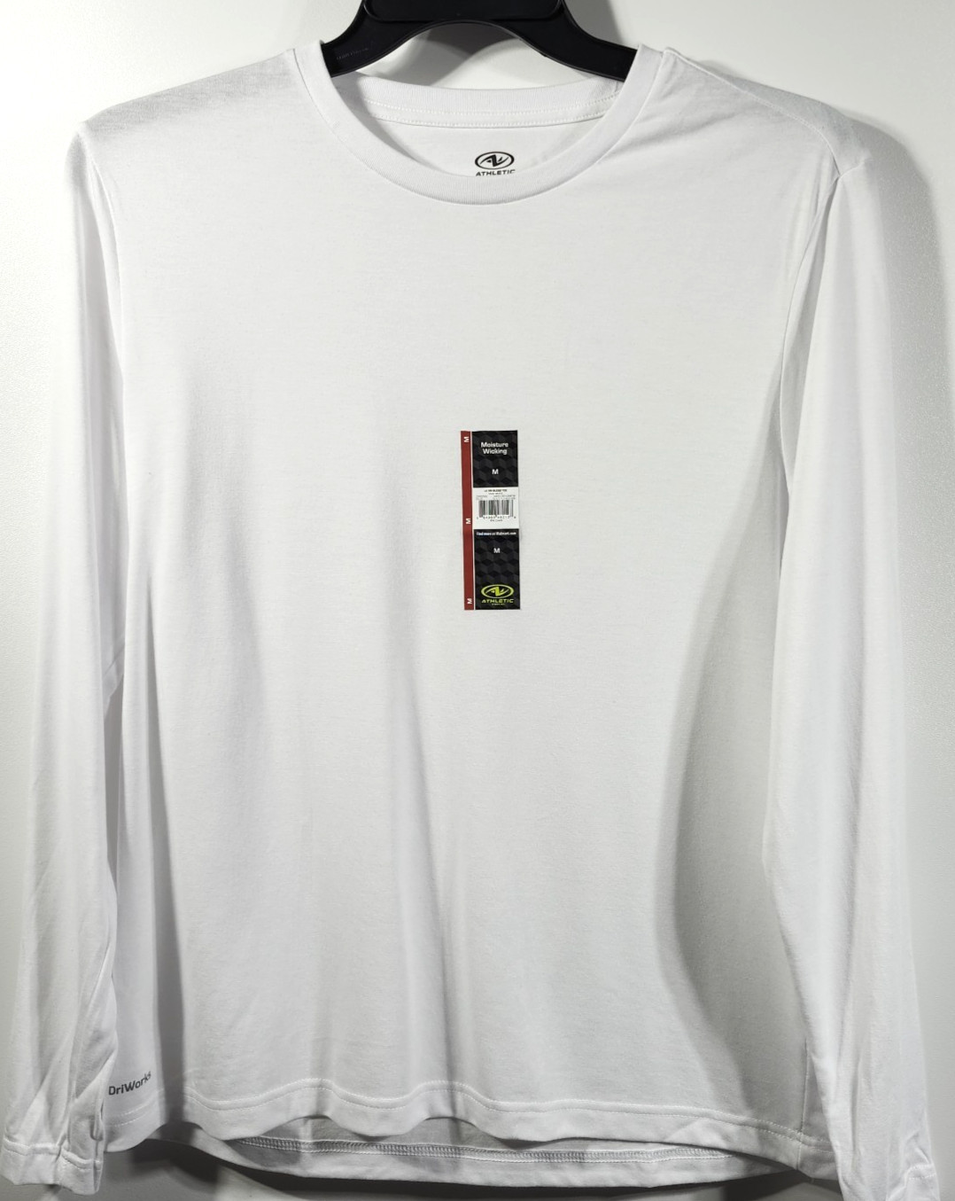 Men's T-Shirt Size Medium White Long Sleeve Athletic Works Moisture Wicking gallery