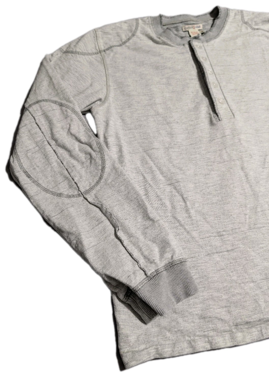 Carbon2Cobalt Thermal Henley Shirt Mens Medium Gray Long Sleeve Elbow Patch gallery