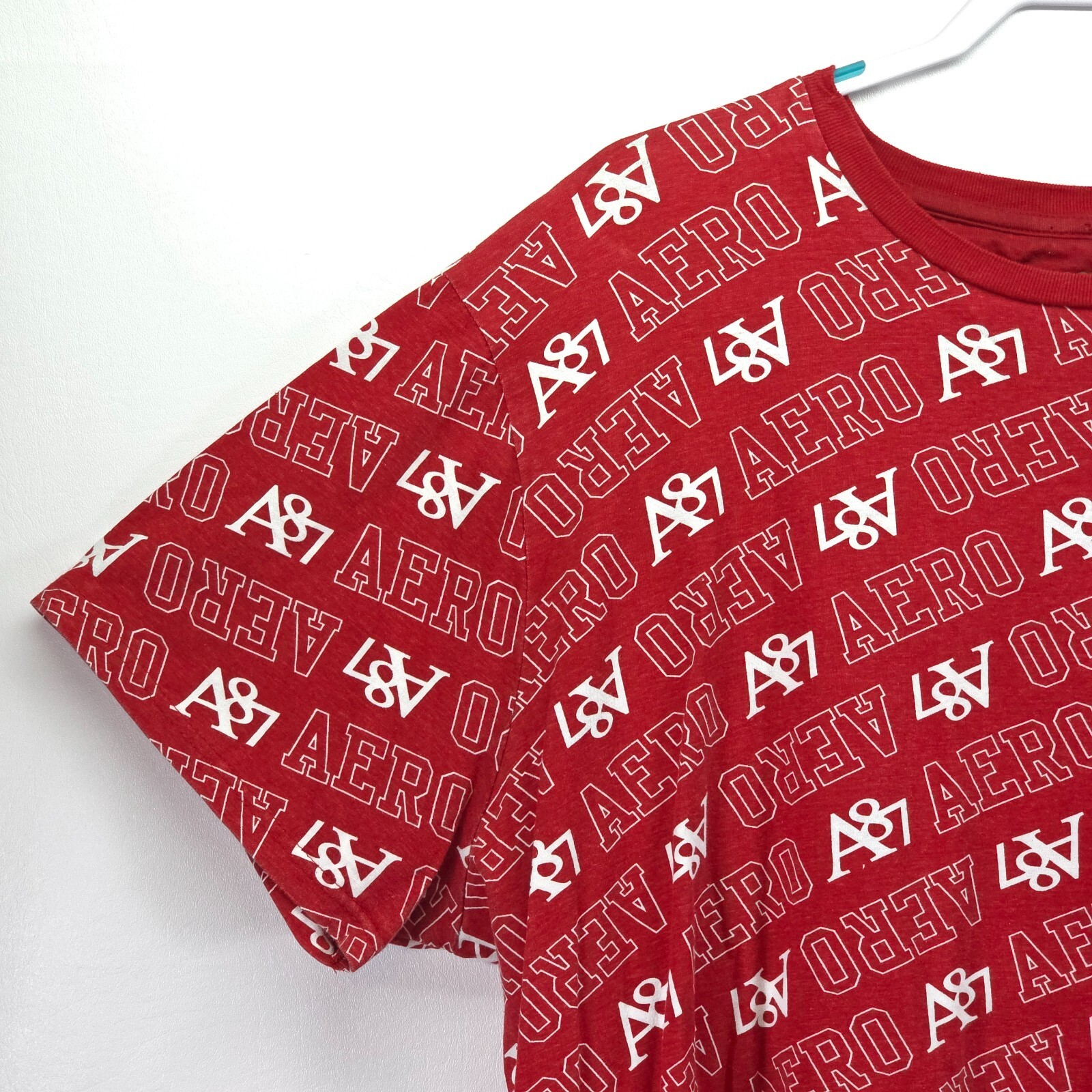 Aeropostale A87 Casual T-Shirt Men 3XL Spellout Logo All Over Print Short Sleeve gallery