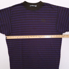 Marithe Francois Girbaud Mens Large Purple Brown Striped Geometric Knit Shirt L