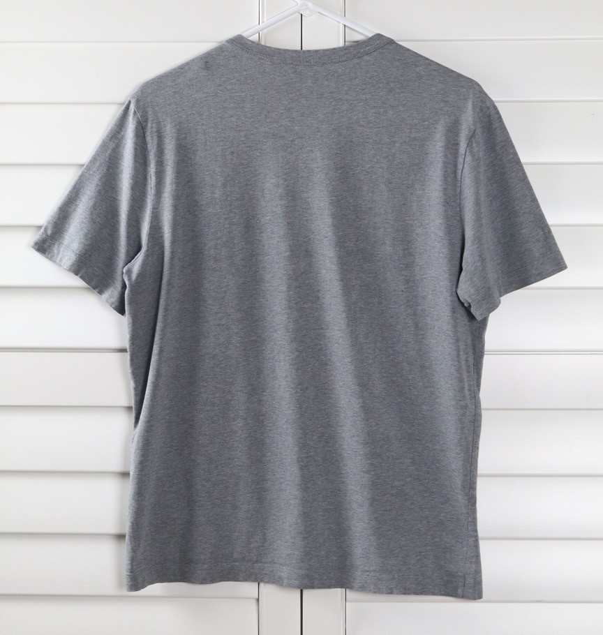 MONCLER $270 Mens Heather Gray Logo Print Casual Cotton Tee Top Size XS gallery