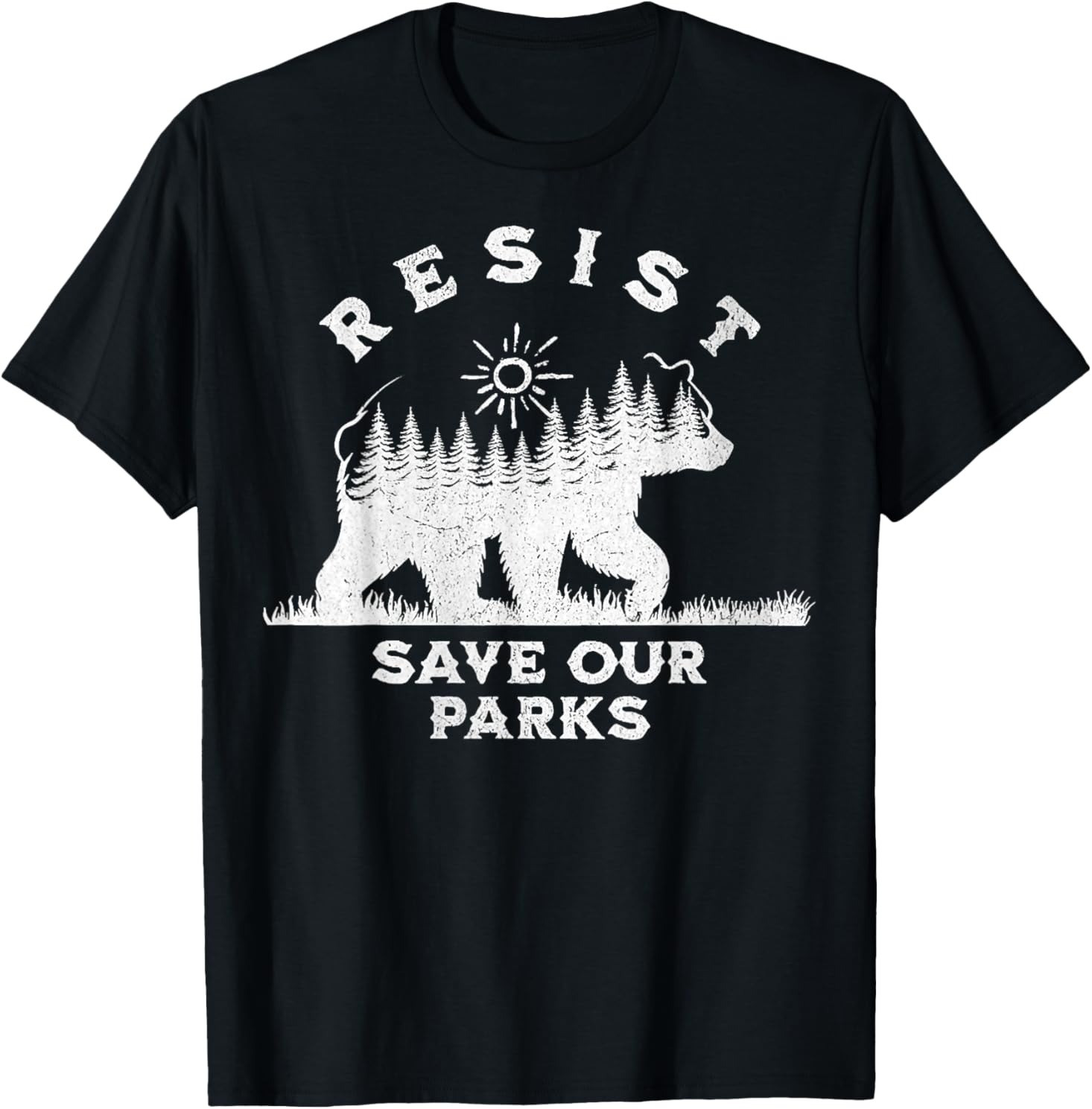 2026/Resist Save Our Parks Alt US National Parks Bear Nature Casua T-Shirt