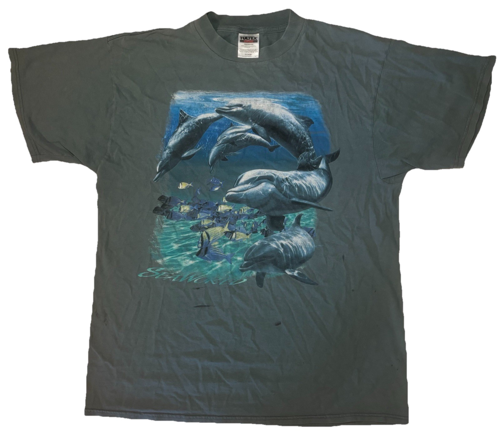Vintage 90s SeaWorld Dolphin Big Animal Nature Graphic Print T Shirt Men’s XL gallery
