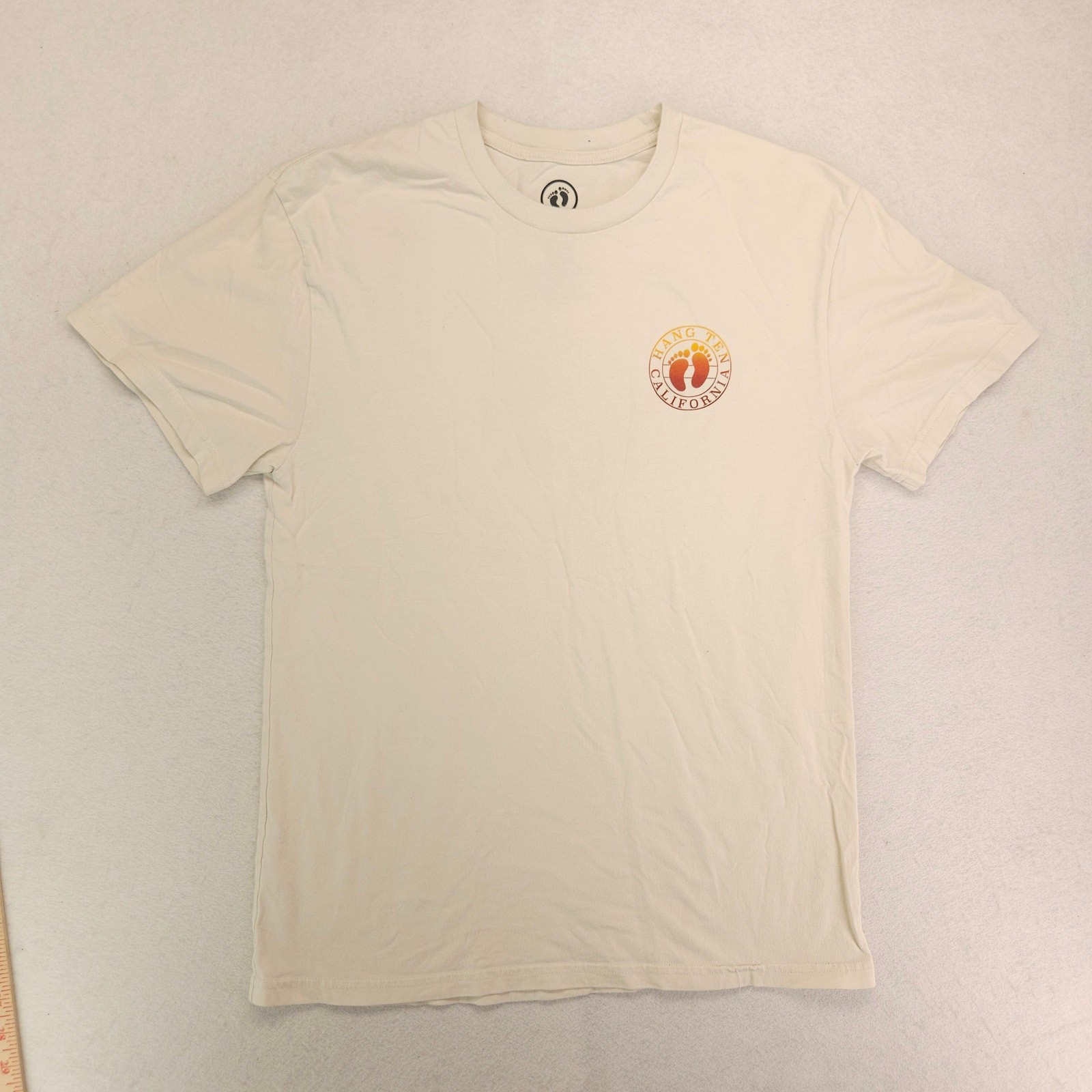 Hang Ten Casual Short Sleeve Crew Neck T-Shirt Mens Size Medium M Off White gallery
