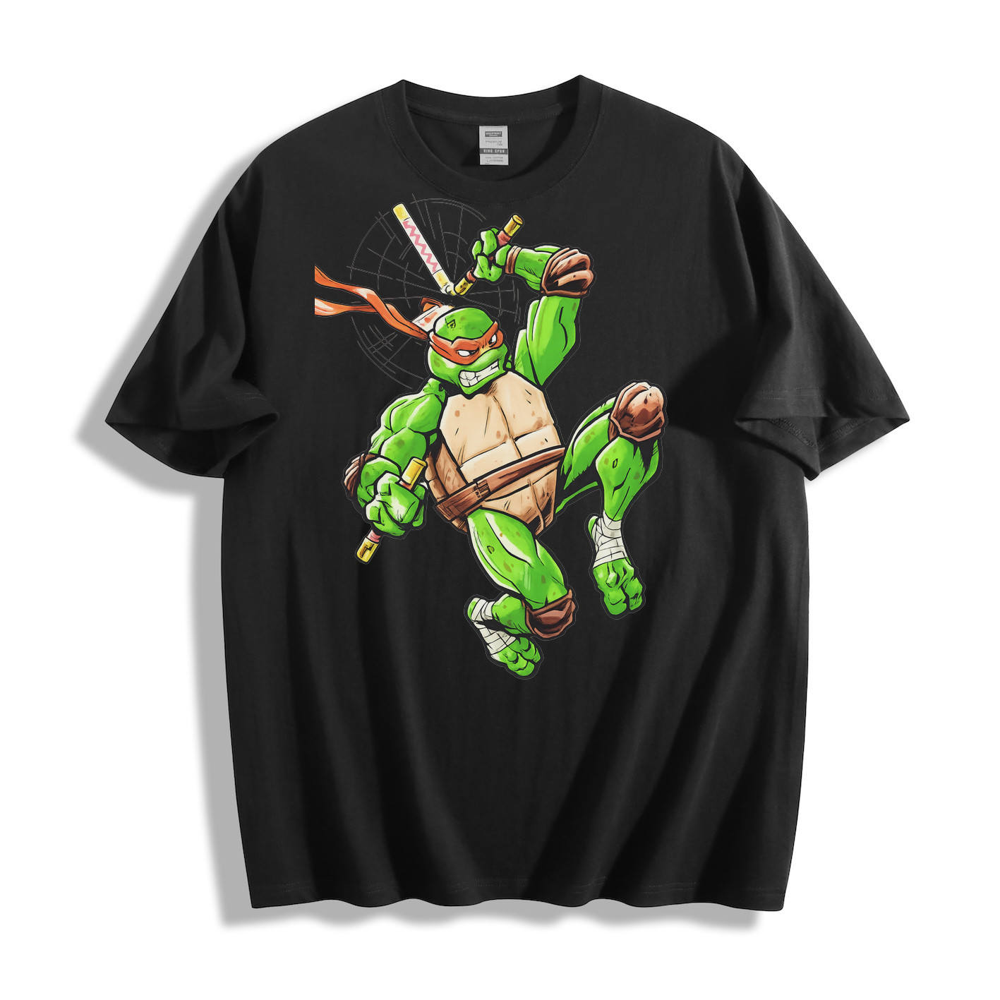 OFFICAL TMNT Michelangelo Ninja Turtles Black Graphic T-Shirt Licensed Tee gallery