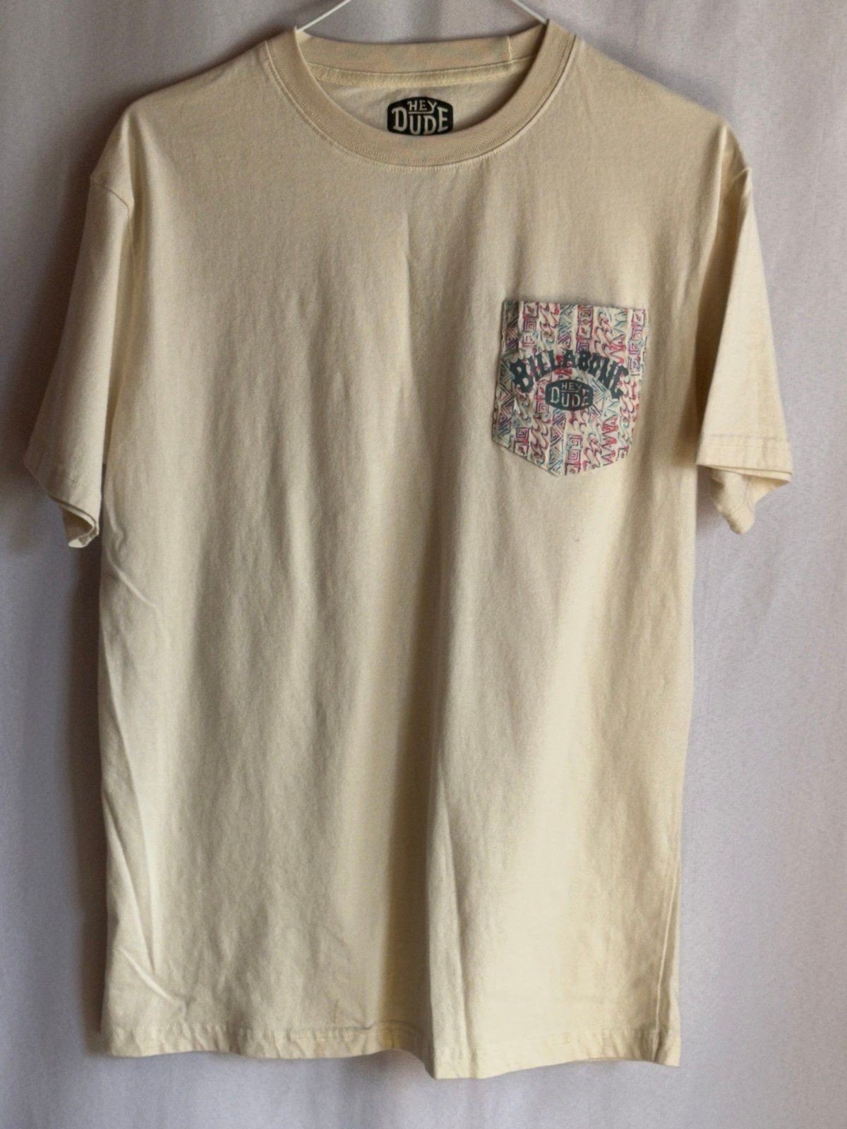Rare Hey Dude x Billabong Pocket Tee - Cream Size Small Limited Edition gallery