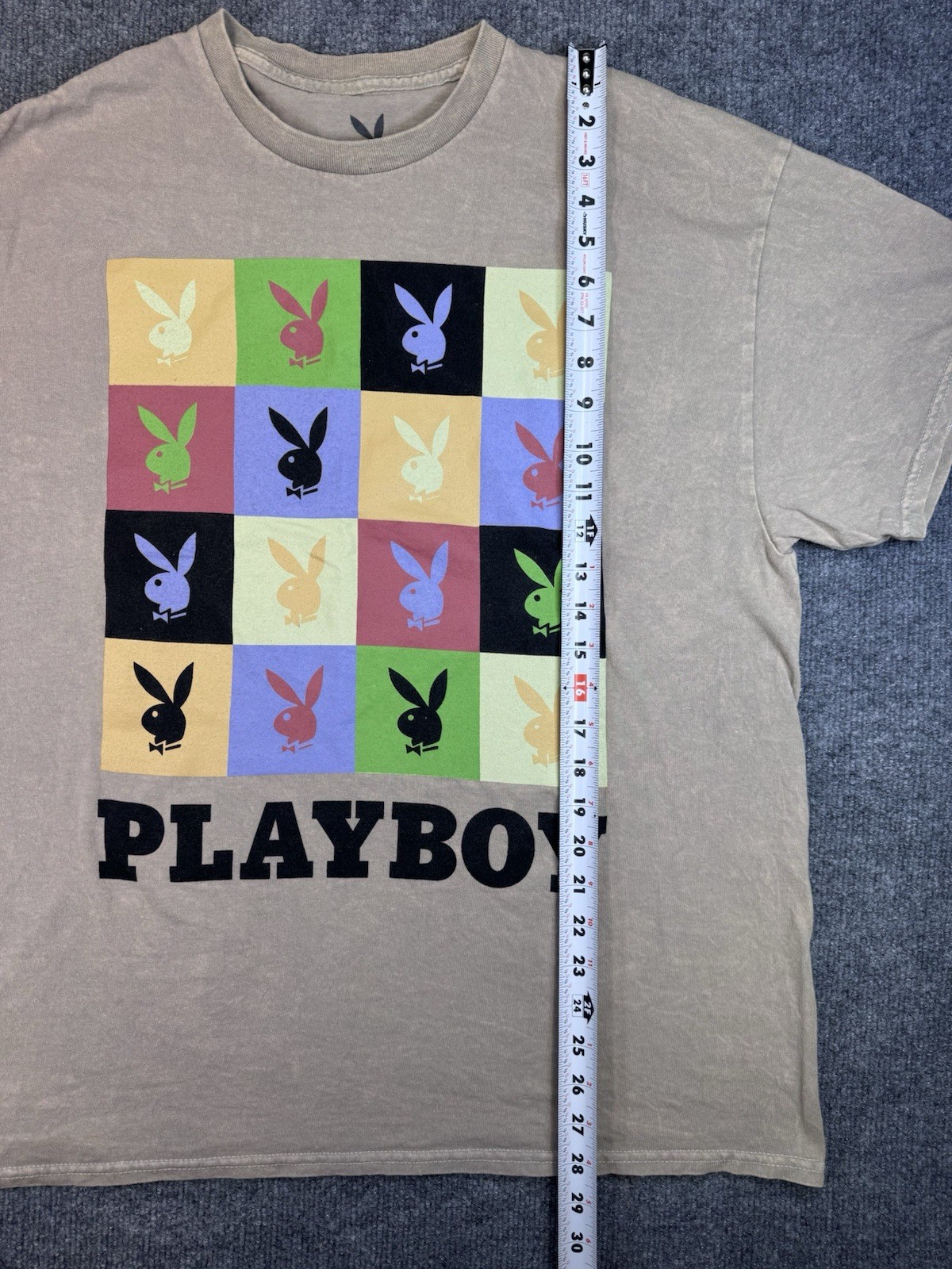 Playboy Bunny's Pop Art Checkered Print Graphic Printed Tee Shirt XL Retro gallery