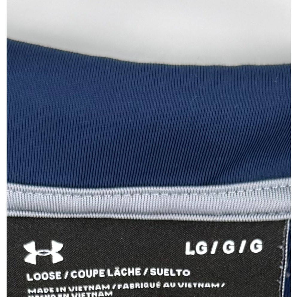 Under Armour 1/4 Zip Pullover HeatGear Long Sleeve Blue Striped Mens Large gallery