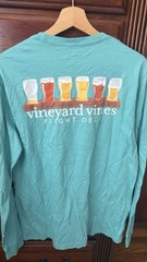 Vineyard Vines Beer Blue Graphic Print Pocket Crewneck Long Sleeve Tee S
