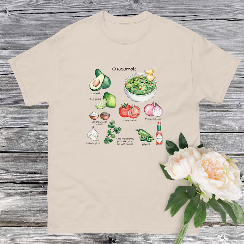 Watercolor Guacamole Recipe Comfort T-Shirt Foodie Avocado Gift gallery
