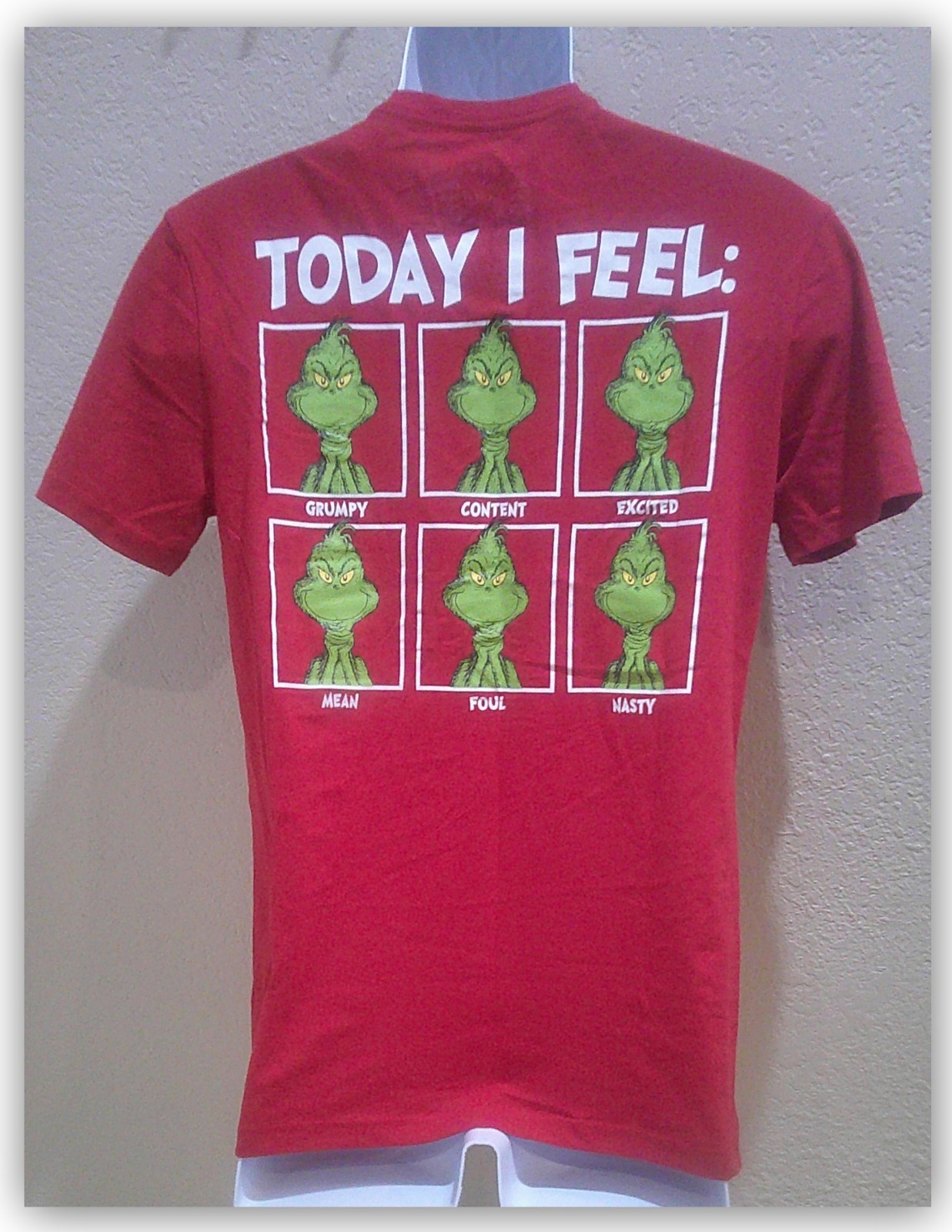 The Grinch "Current Mood" XMAS t shirt Red Small or Medium Jersey short sleeve gallery