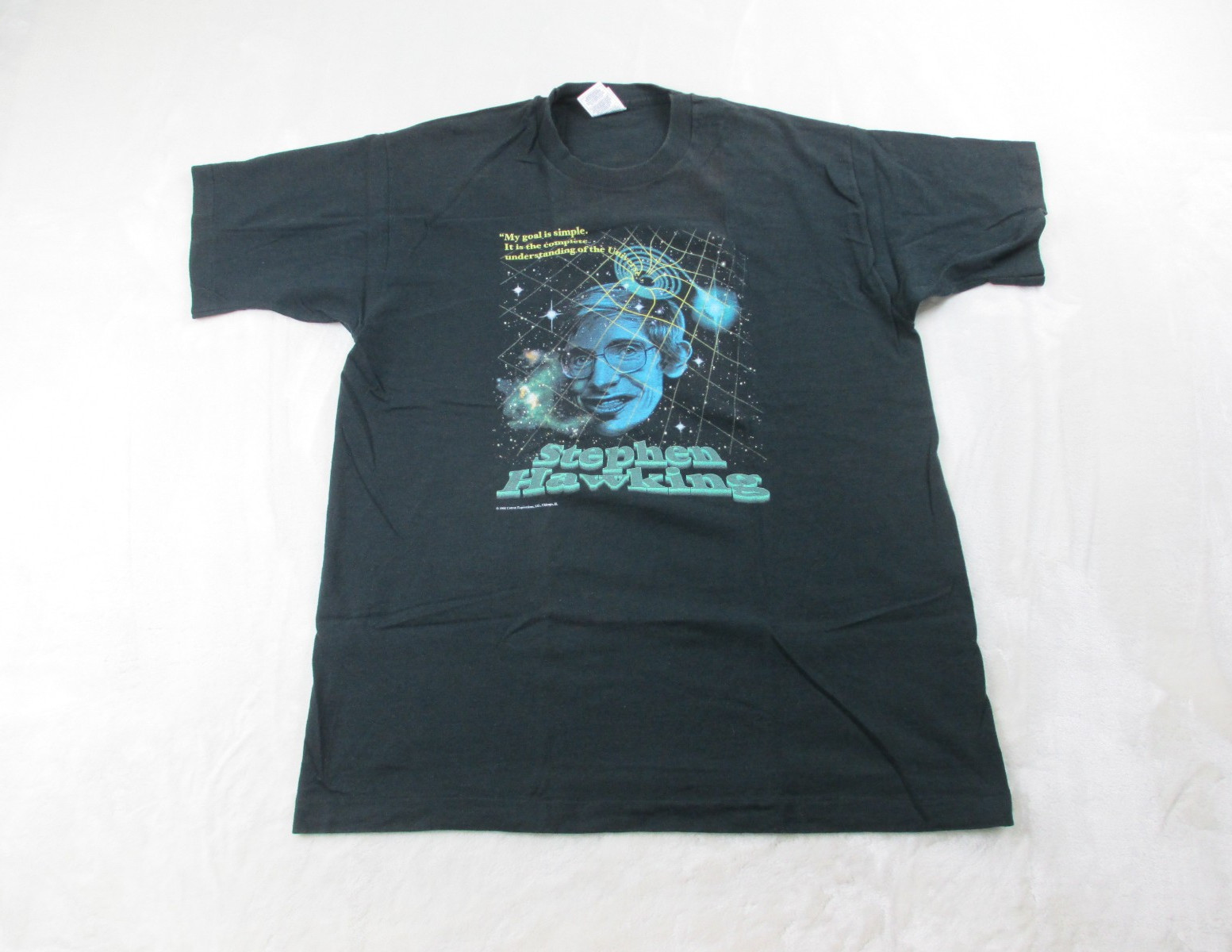 VINTAGE Stephen Hawking Shirt Mens Extra Large Black USA Single Stitch 1995*