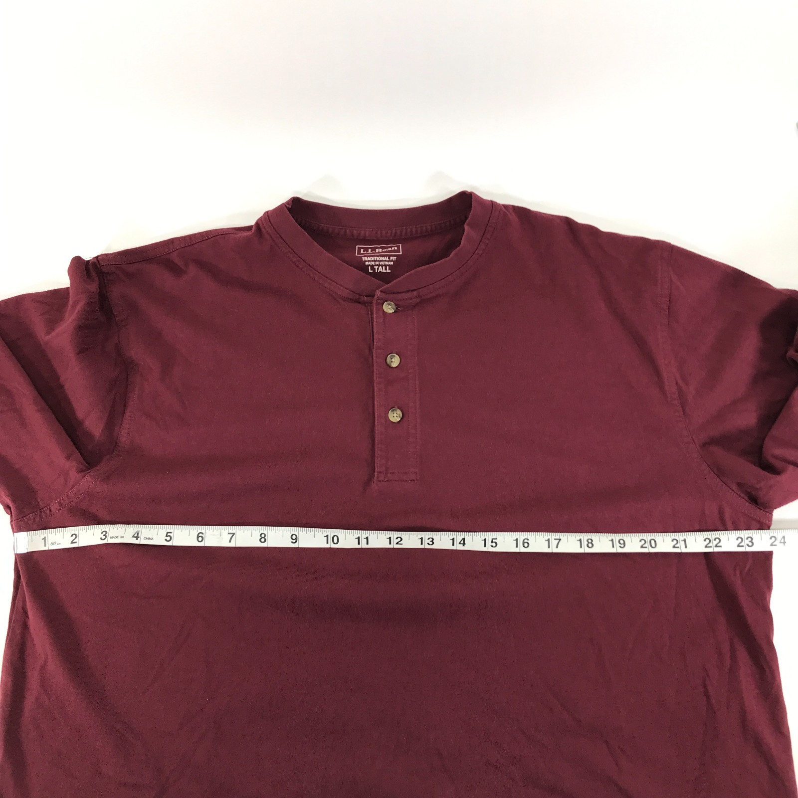 L.L. Bean Carefree Unshrinkable Tee Henley Men's Large Tall Traditional Fit Port gallery