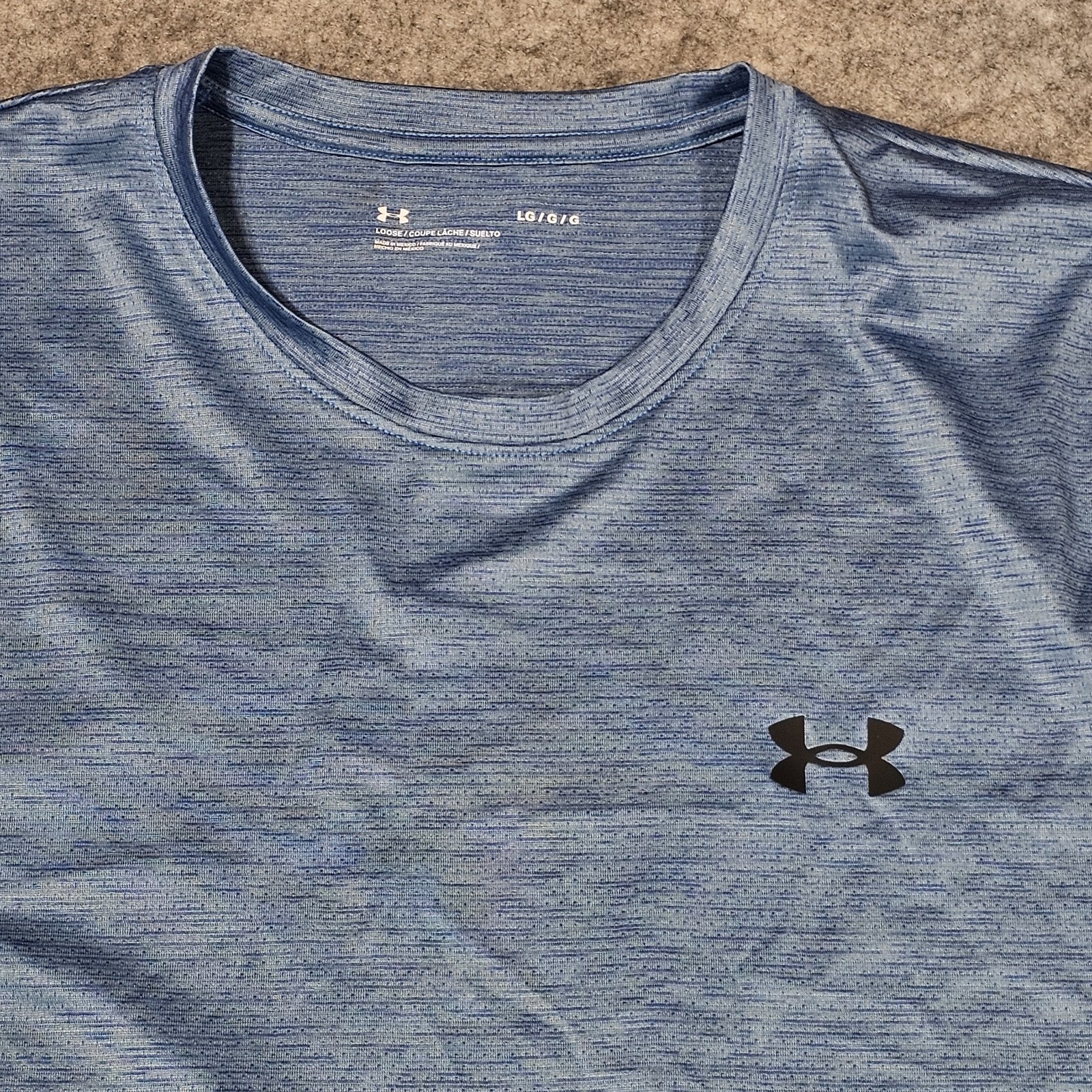 Under Armour T Shirt Men L Blue Loose Polyester Spandex Activewear gallery