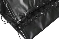 Fashionable Side Strap Leather Men’s Top Button Style Sexy Exposed Navel T-shirt