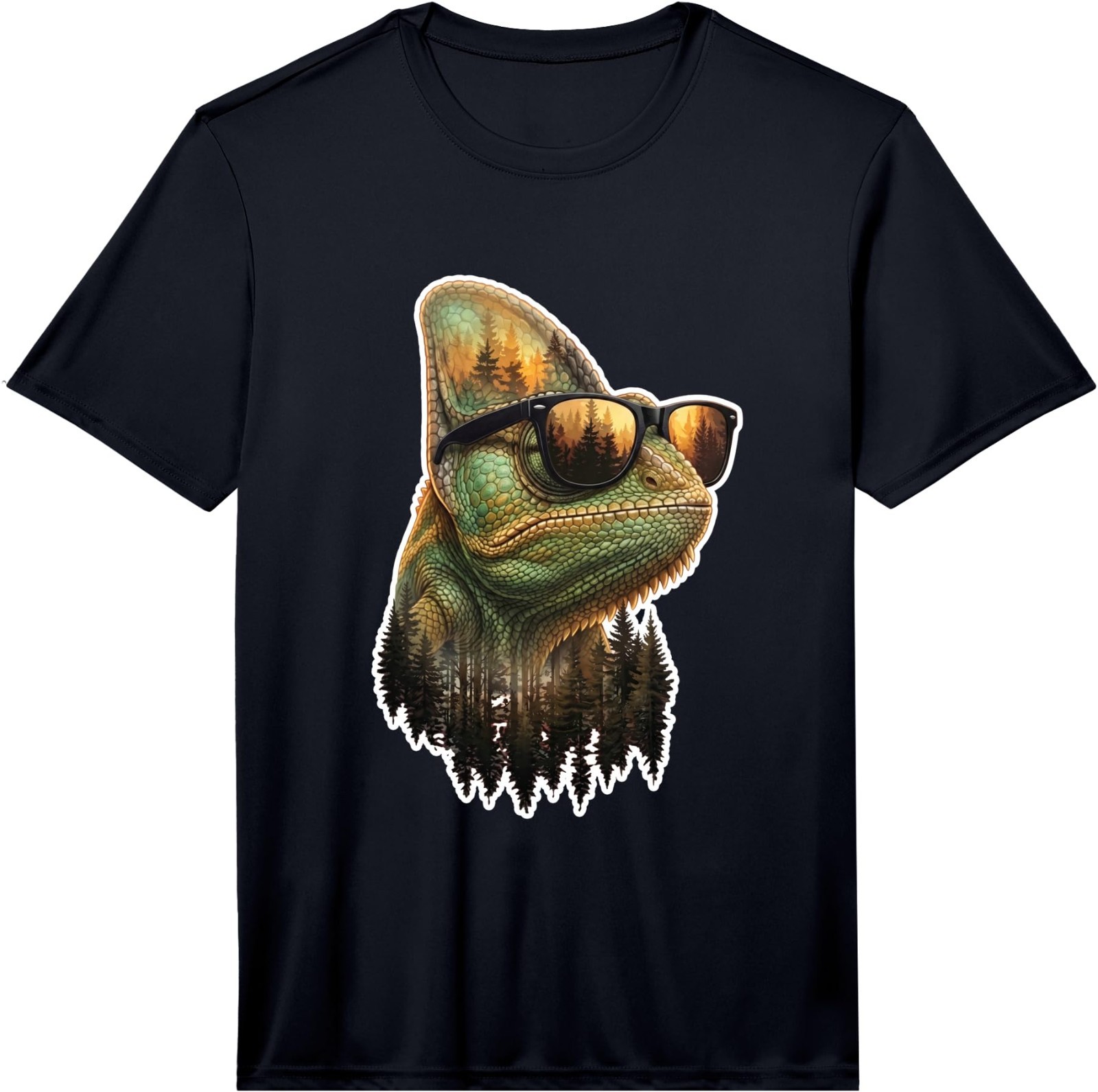 Funny Chameleon with Sunglasses Animal Graphic Performance T-Shirt gallery