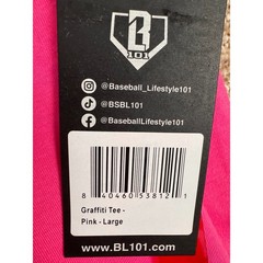 Baseball Lifestyle 101 Mens Graffiti Tee Pink Short Sleeve T-Shirt Large NEW