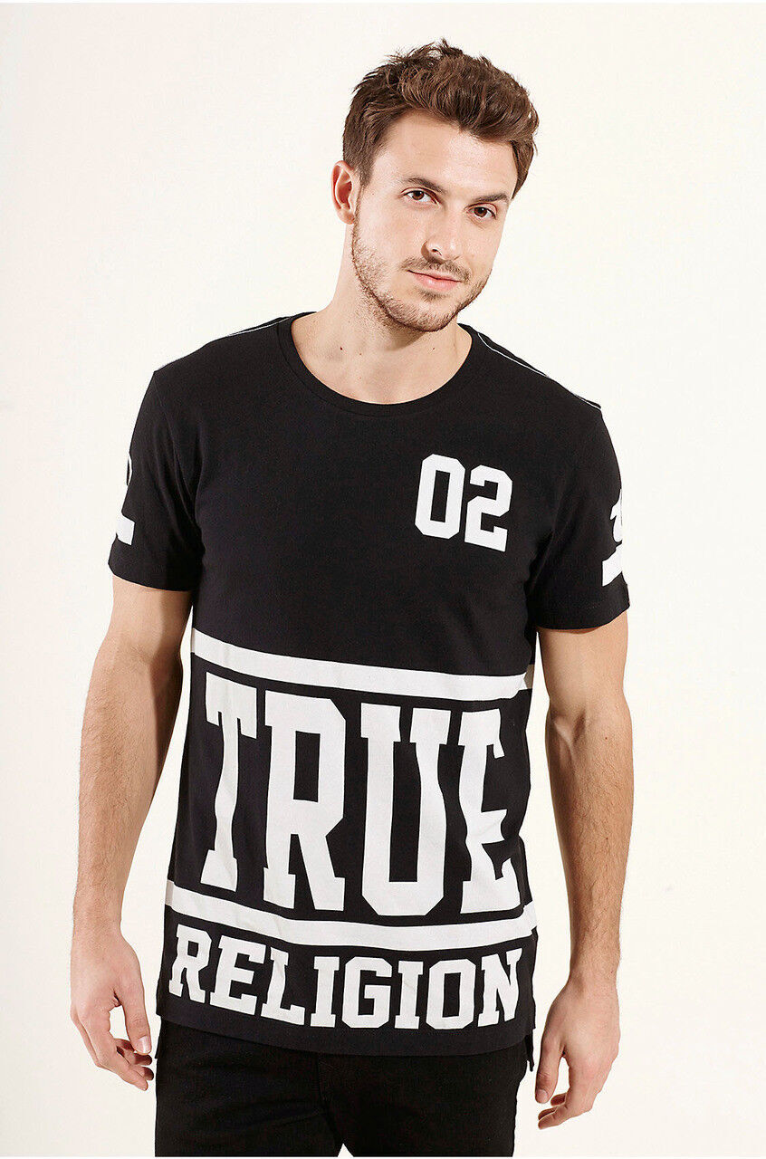 $95 TRUE RELIGION Black White STARTER Oversized Fit Designer Graphic T-shirt NWT gallery